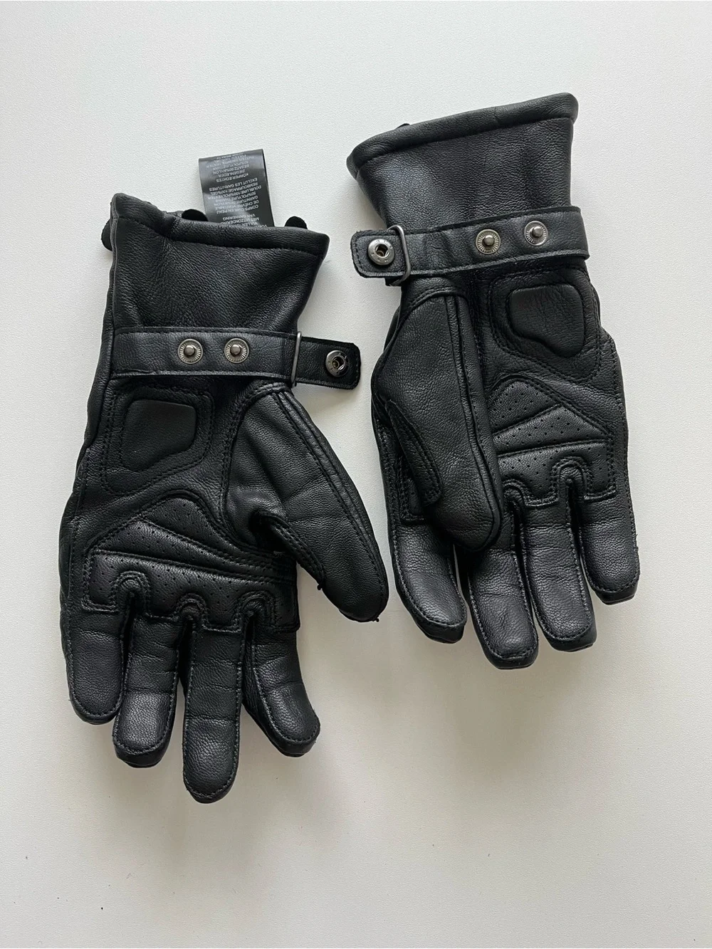 Black Leather Riding Gloves with Zipper Closure size Medium